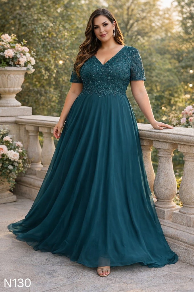 N130 NESLAY VESTIDO GALA LARGO VERDE