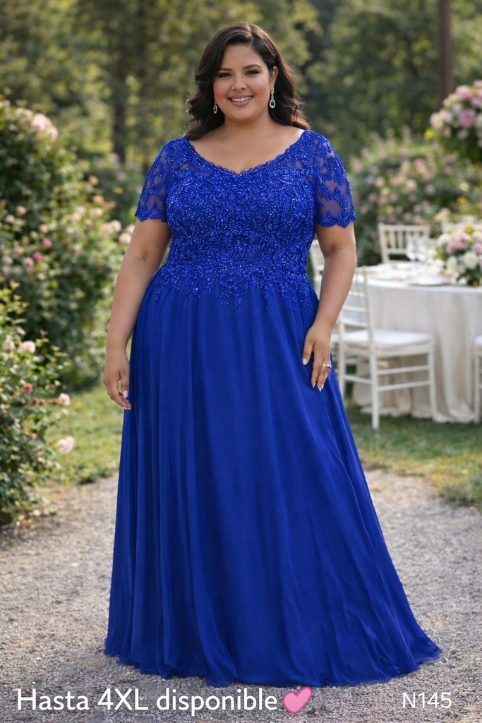 N145 NESLAY VESTIDO LARGO GALA AZUL