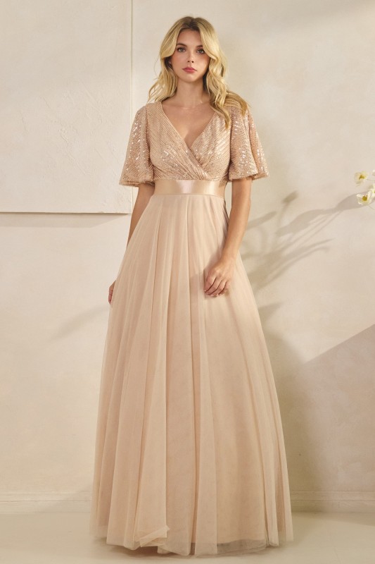 3014 ILY FROM VESTIDO TUL CHAMPAGNE