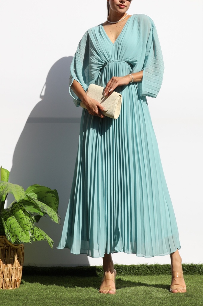 DD6163 DRESS DAY VESTIDO LARGO CELESTE