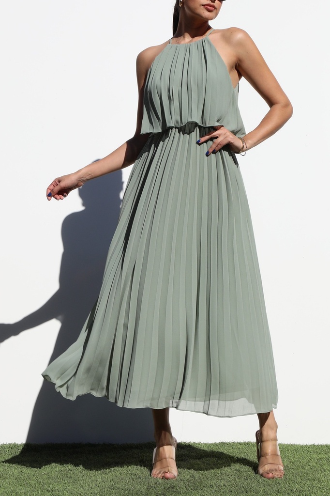 DD7021 DRESS DAY VESTIDO LARGO VERDE