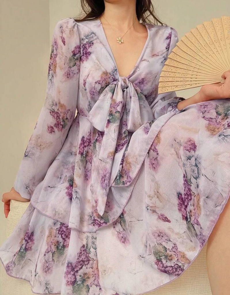 0641 DAZY VESTIDO CORTO FLOREADO LAVANDA