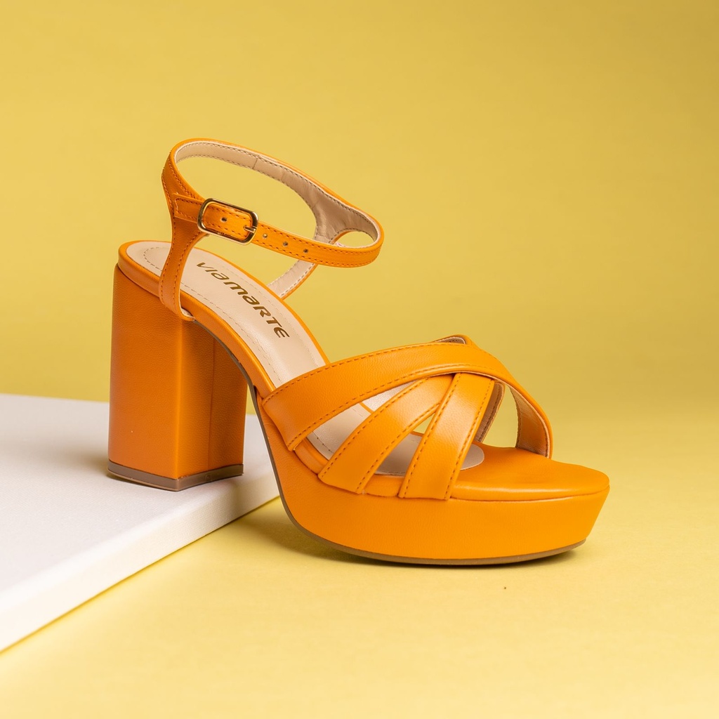 141007 VIAMARTE SANDALIA NARANJA NAPA