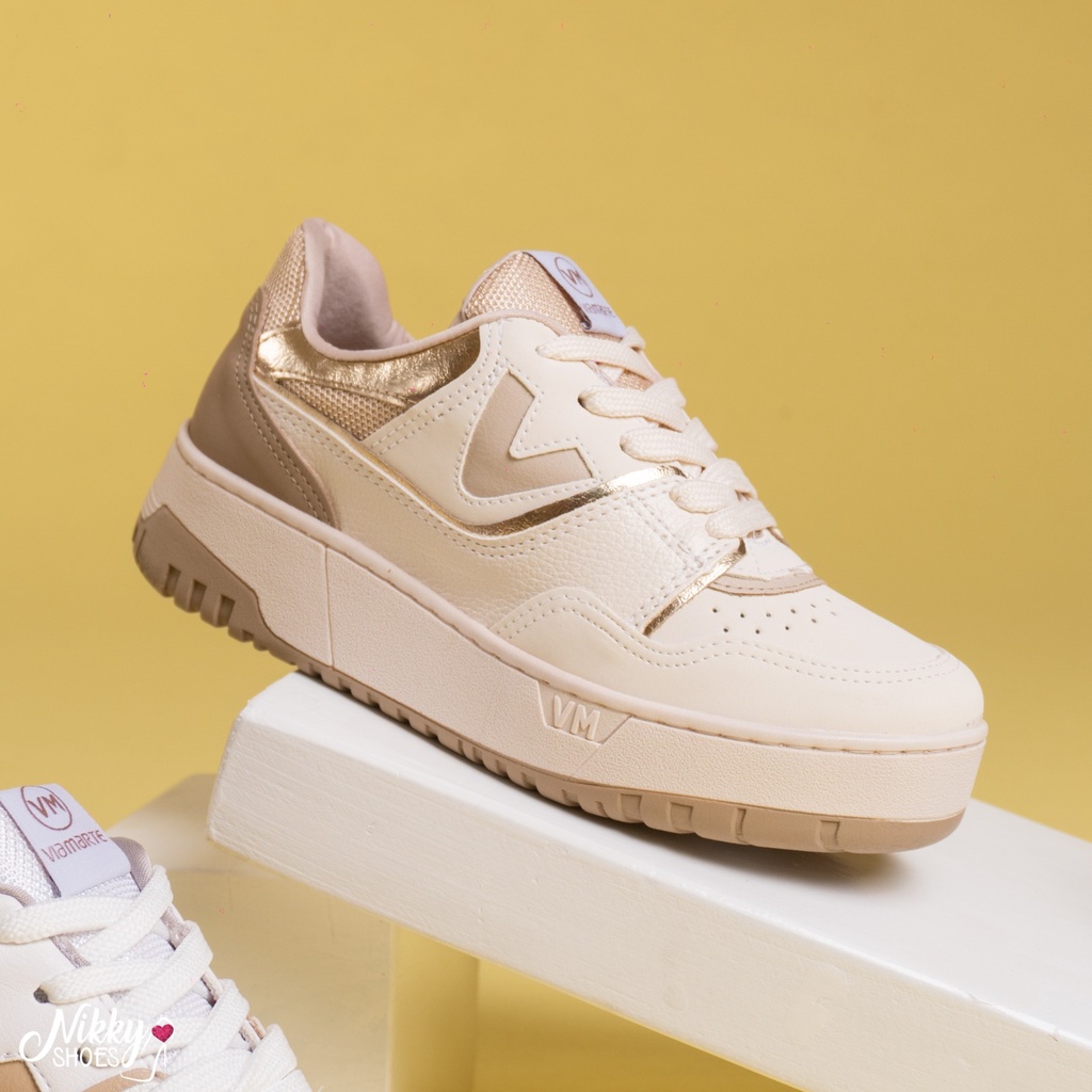 042003 VIAMARTE TENIS CREMA TAUPE NAPA  