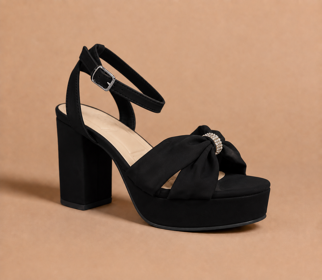 BEVERLY-25 TOP MODA NEGRO MOÑA GAMUZA
