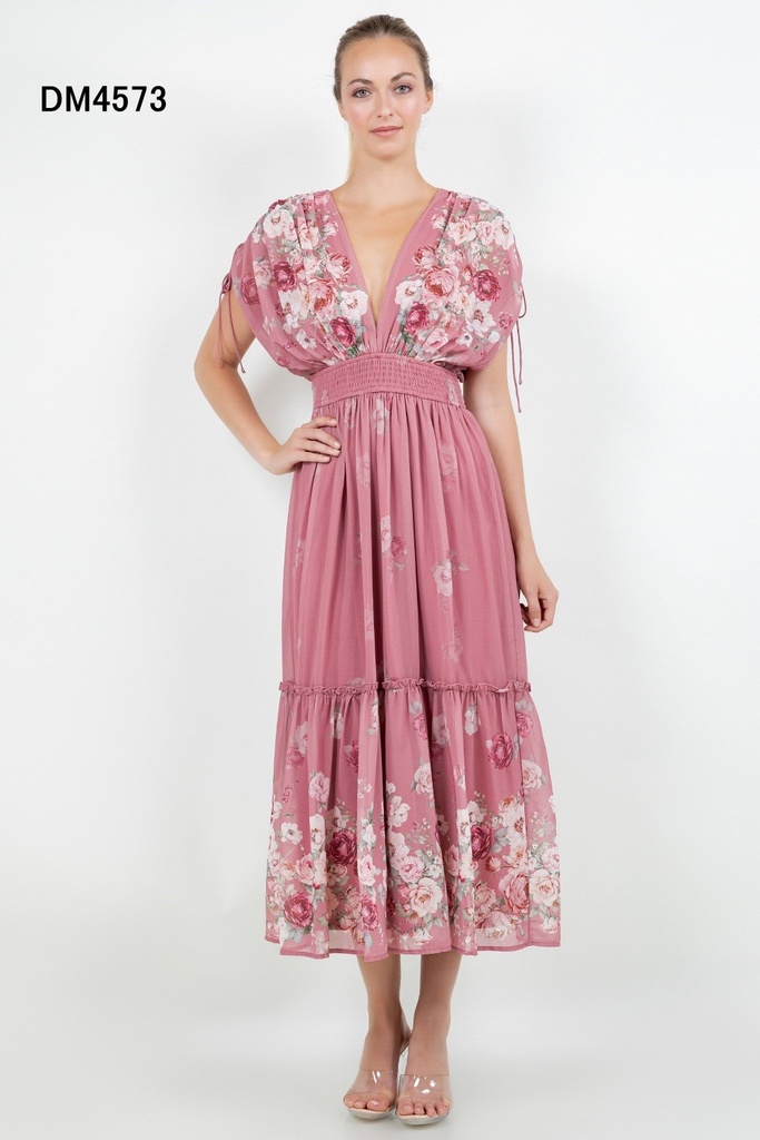 DM4573 MISSA VESTIDO FLOREADO LARGOPALO ROSA