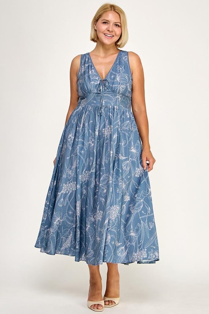 D5756XS BLD VESTIDO PLUS MIDI AZUL