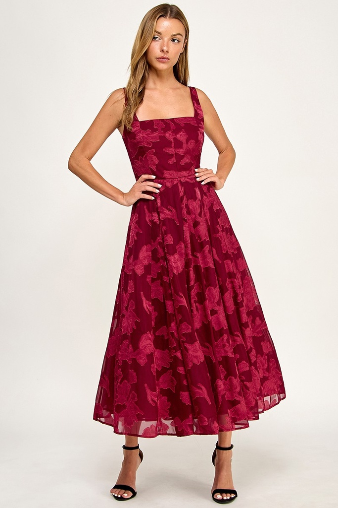 D5782S BLD VESTIDO FLOREADO VINO