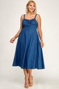 D5636X BLD VESTIDO MIDI PLUS LONA AZUL