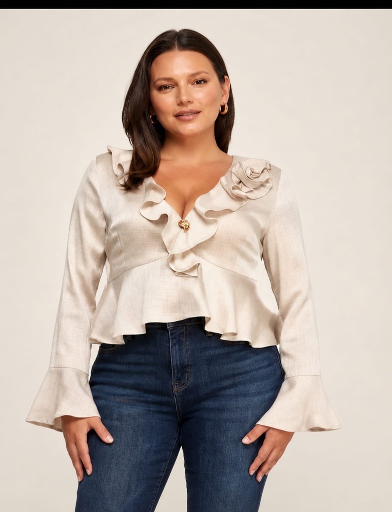 48299TL MYH BLUSA MANGA LARGA CHAMPAGNE