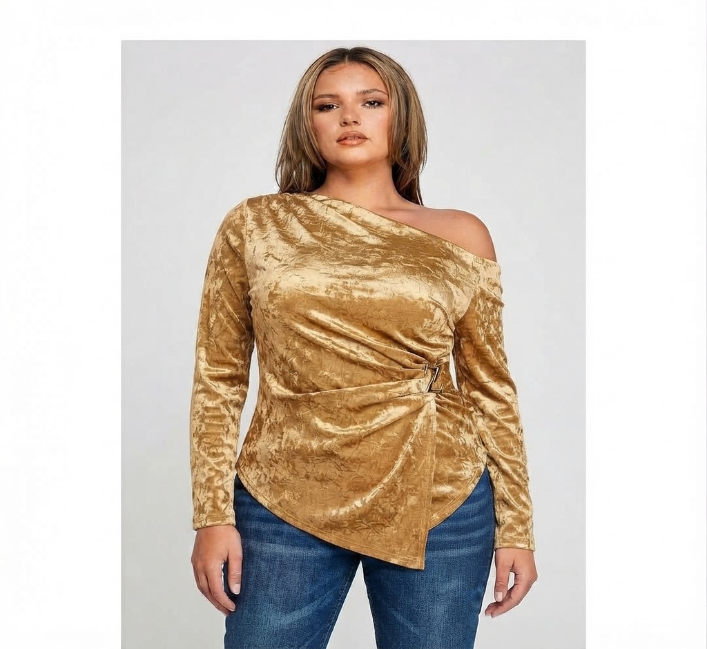 49149TL MYH BLUSA MANGA LARGA DORADO