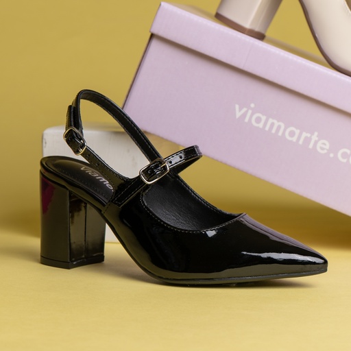 028001 VIAMARTE ZAPATO NEGRO VERNIZ  