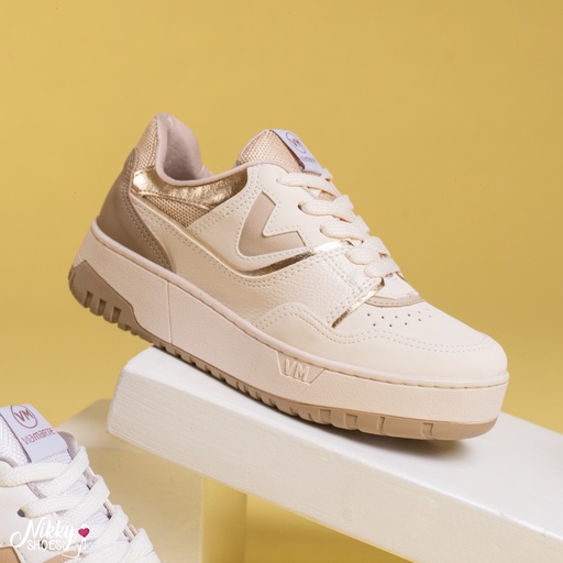 042003 VIAMARTE TENIS CREMA TAUPE NAPA  