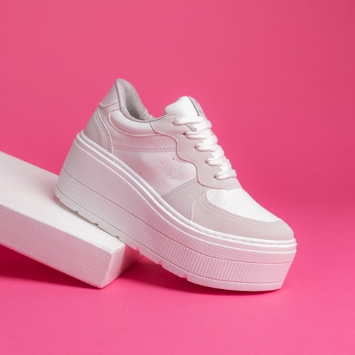 034006 VIAMARTE TENIS BLANCO GRIS NAPA