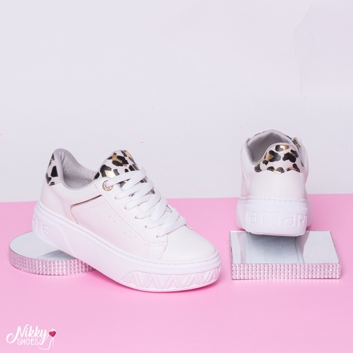 14407 VIAMARTE TENIS  CREMA NAPA ANIMAL P