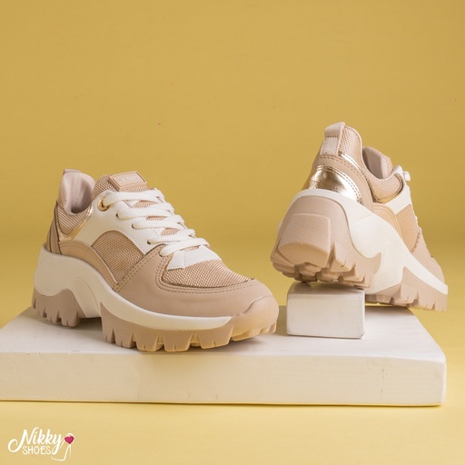 022007 VIAMARTE TENIS CREMA BLANCO  