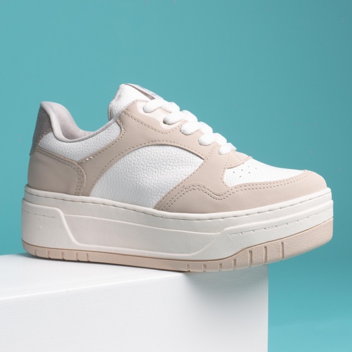 12504 VIAMARTE TENIS CREMA TAUPE NAPA  