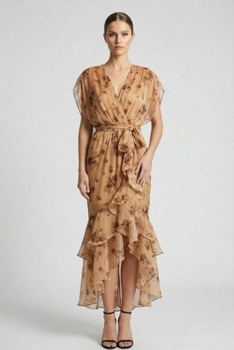 DM5038 MISSA VESTIDO FLOREADO CAMEL