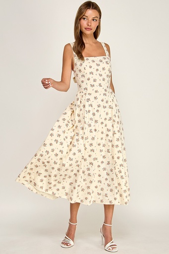 D5763-1 BLD VESTIDO FLOREADO BEIGE