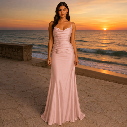 CA1117 CPCH VESTIDO SATIN PALO ROSA