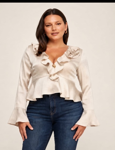 48299TL MYH BLUSA MANGA LARGA CHAMPAGNE