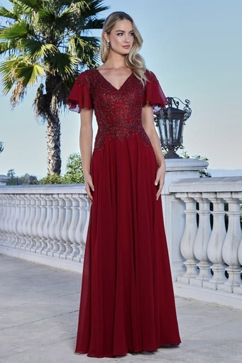 3356-03 ADRA VESTIDO PLUS GALA VINO