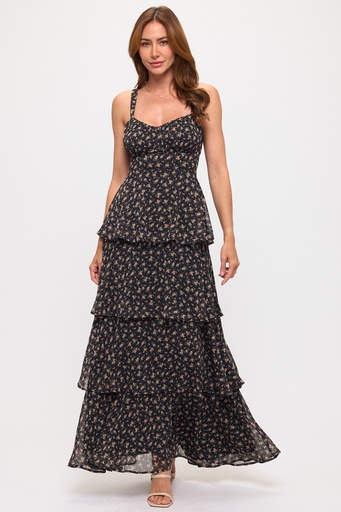 ED5229 LVSTY VESTIDO LARGO FLORAL NEGRO