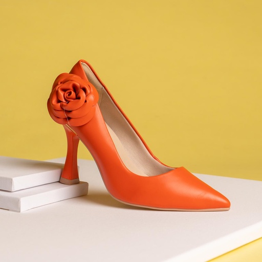 241820 RAMARIM  STILETTO NARANJA FLOR NAPA