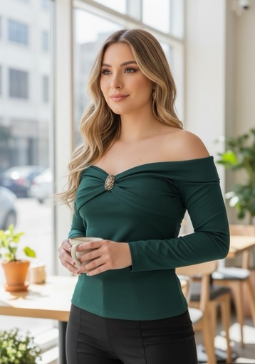 BLUSA MANGA LARGA BROCHE MULTICOLOR