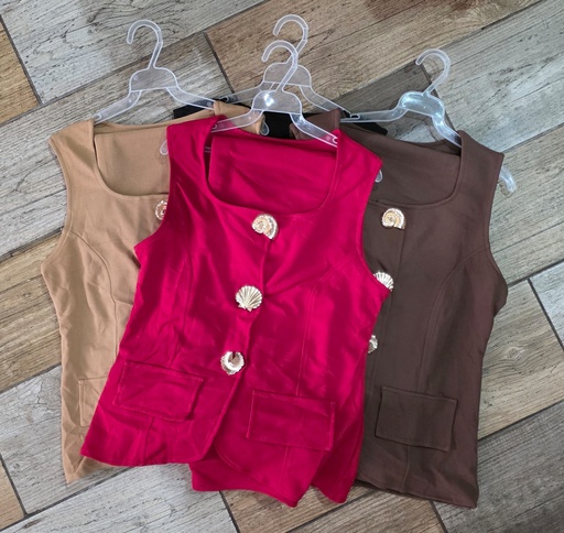 CONJUNTO CHALECO BOTONES DORADOS MULTICOLOR
