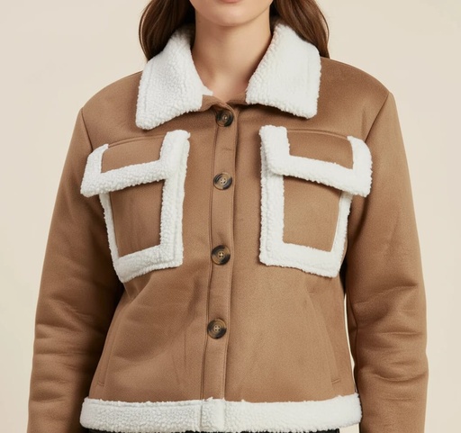 CHAQUETA PELUCHE BOLSAS CAMEL