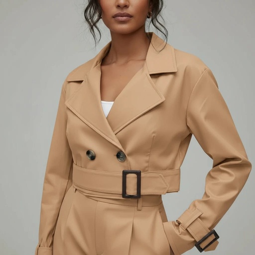 CHAQUETA VINIL CINCHO CAMEL