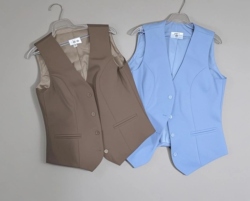 CHALECO TIPO CASIMIR CAMEL Y CELESTE