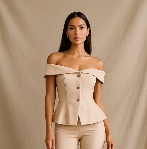 44235TL MILK HONEY BLUSA BOTONES BEIGE