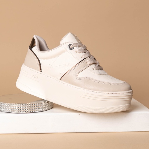 212002 VIAMARTE TENIS CREMA NAPA