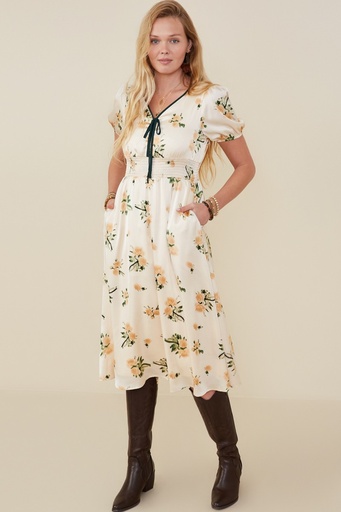 HY9376 HAYDEN VESTIDO FLOREADO CREMA