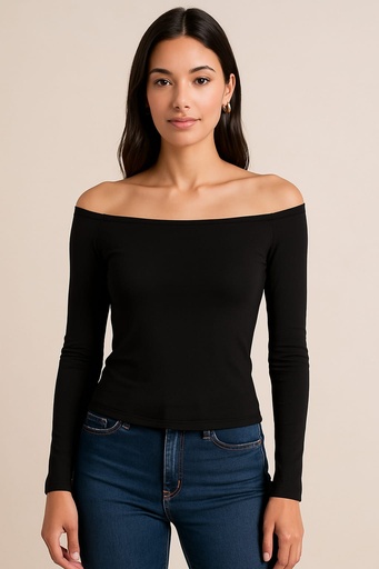 LC6564 COLLECTION BLUSA MANGA L. NEGRO