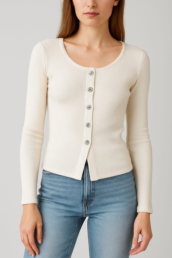 MM2613 MUYMUY SUETER BOTONES CREMA