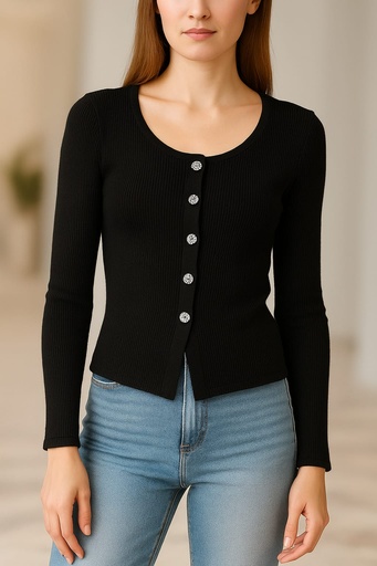 MM2613 MUY MUY SUETER BOTONES NEGRO