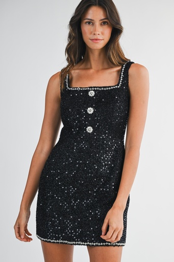 MD6061 MABLE VESTIDO ESCARCHADO NEGRO