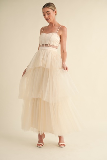 MD5078 MABLE VESTIDO LARGO CREMA