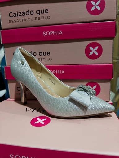 LA1344 SOPHIA ZAPATO PLATA ESCARCHADO