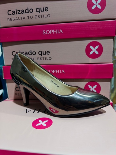 LA1346 SOPHIA ZAPATO PLOMO VERNIZ