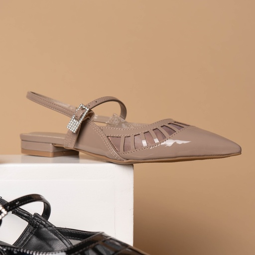 144024 VIAMARTE ZAPATO TAUPE VERNIZ