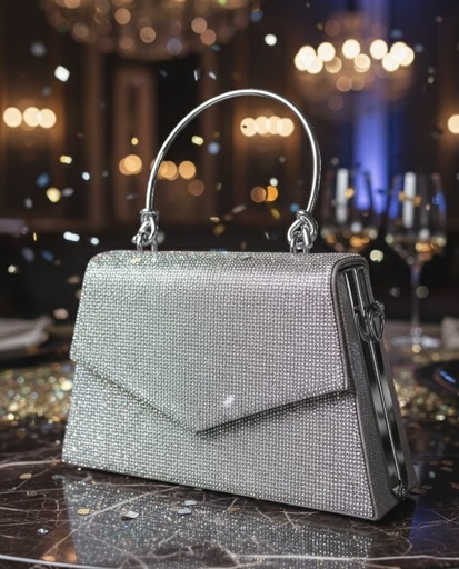 HPC3920 CARTERA GALA ESCARCHADA PLATEADA