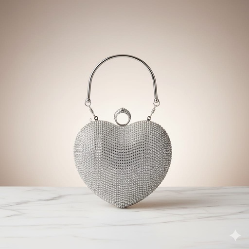 HPC5236 CARTERA GALA CORAZON PLATEADO