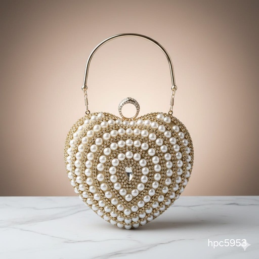 HPC5953 CARTERA GALA CORAZON PERLAS DORADO