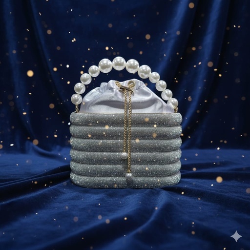 HPC6069 CARTERA GALA AGARRE PERLAS PLATEADO