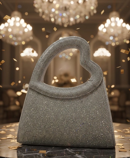 HPC6683 CARTERA GALA AGARRE CORAZON PLATEADO