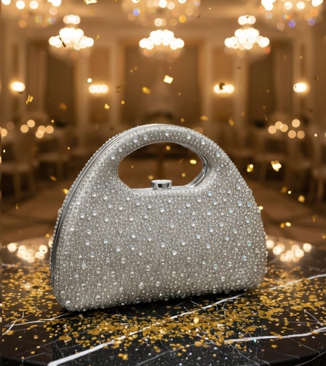 HPC6684 CARTERA GALA PERLAS PLATEADO